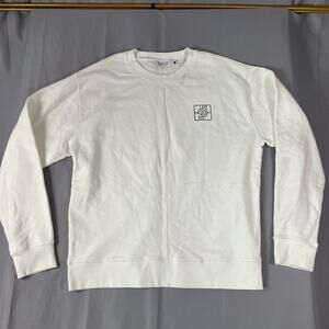 Peloton Sweatshirt Mens XL White Crewneck Pullover Logo Made in USA Athletic